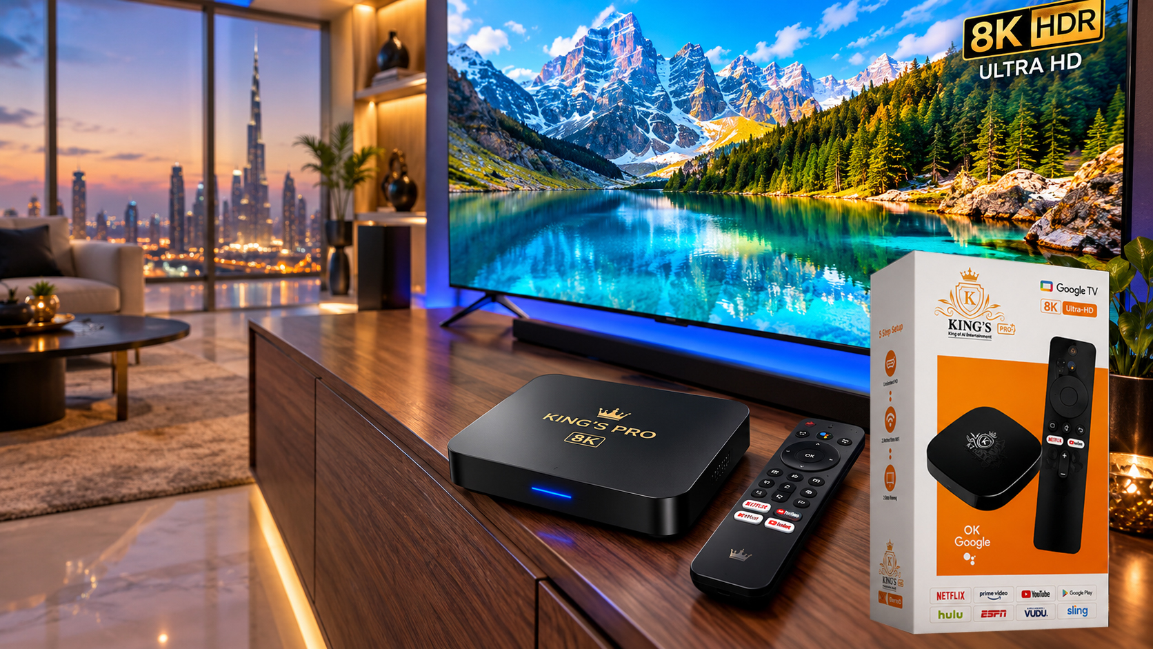KING'S PRO 8K Ultra-HD Android Google TV Streaming Box